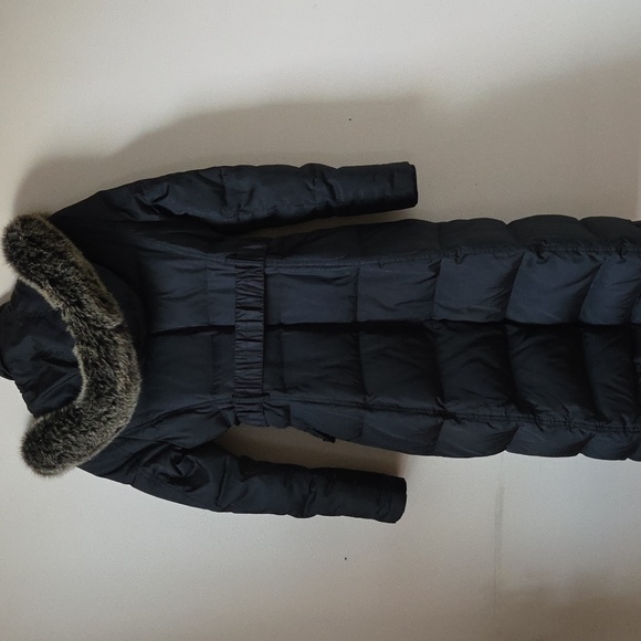 Laundry By Shelli Segal Dark Puffer Coat with Fur Trim - Picture 2 of 5